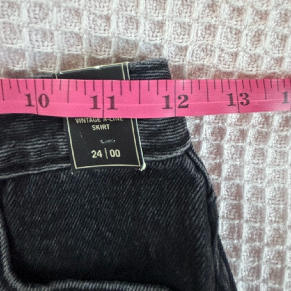 Abercrombie & Fitch grunge steampunk raw hem black denim full zip skirt NWT 24 - Picture 7 of 11